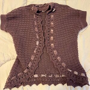 LOFT Women's Brown Crochet Cardigan Size XS